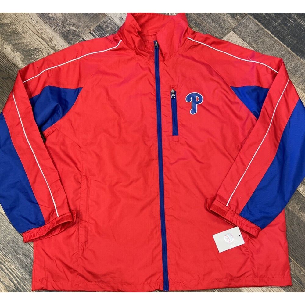 New Men's G-III Sports Carl Banks Red Philadelphia Phillies Zip Windbreaker‎ XL